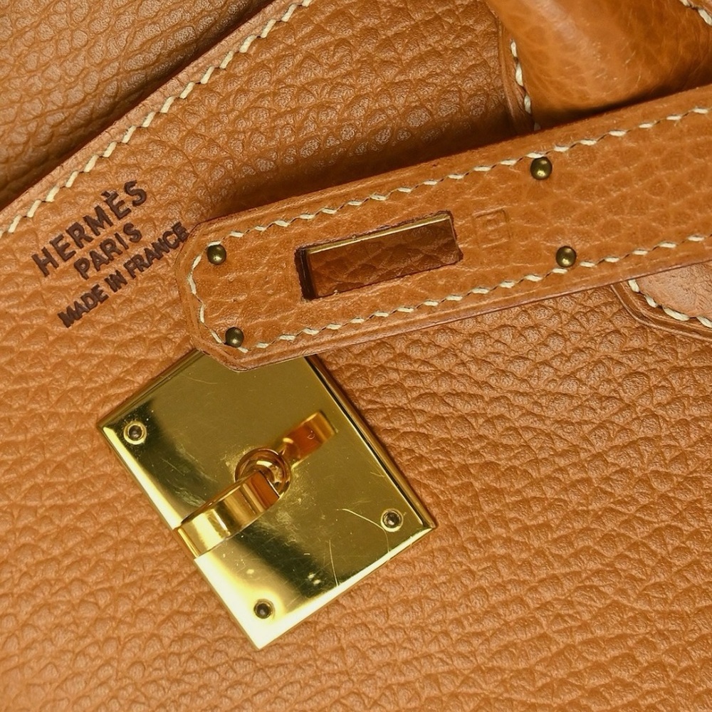 AUTHENTIC HERMES BIRKIN 40 Ardennes leather natural brown travel satchel - Picture 10 of 10